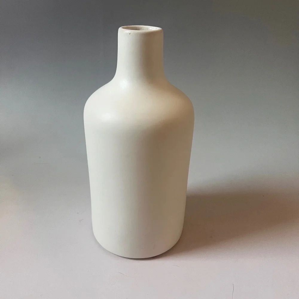 West Elm Matte White Ceramic Bud Vase Minimalist Modern Decor 9